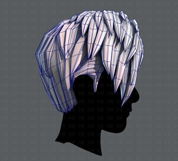 3D Hair style for Man V07 Low-poly 3D model_27