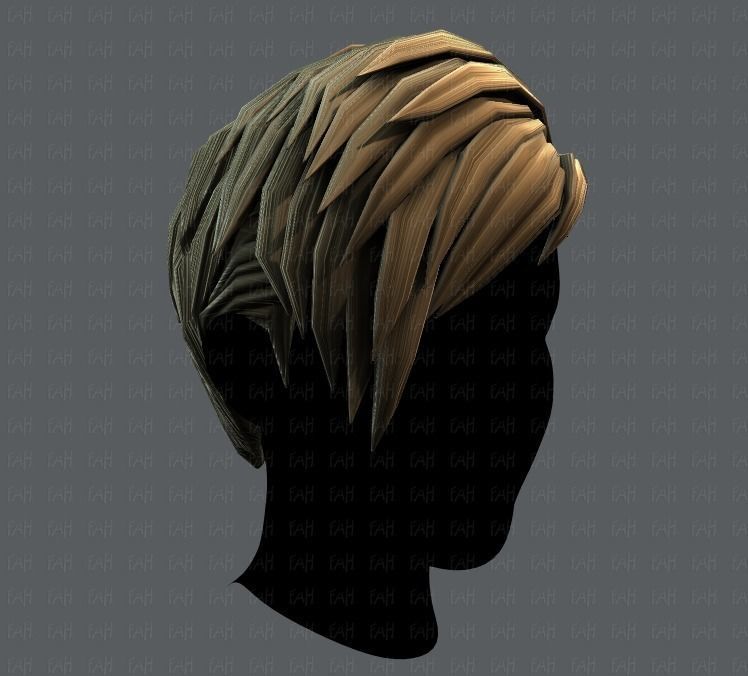 3D Hair style for Man V07 Low-poly 3D model_18