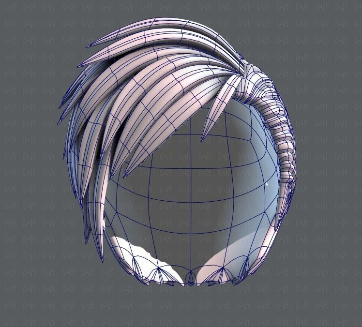 3D Hair style for Man V07 Low-poly 3D model_38