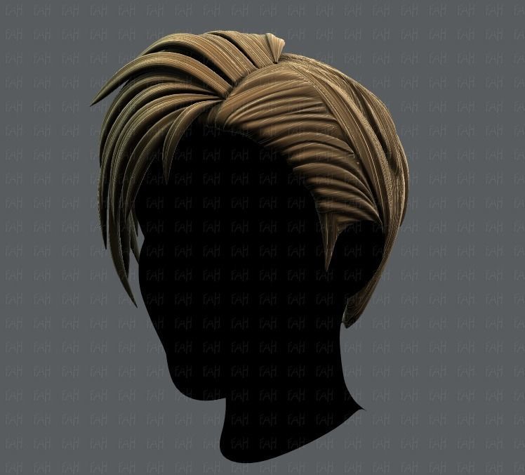 3D Hair style for Man V07 Low-poly 3D model_8