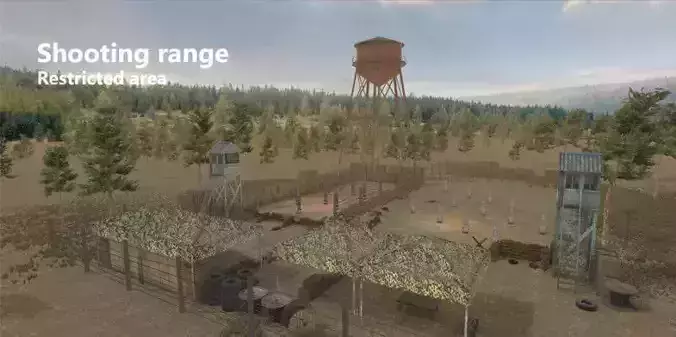 Shooting Range - Restricted Area Low-poly 3D model