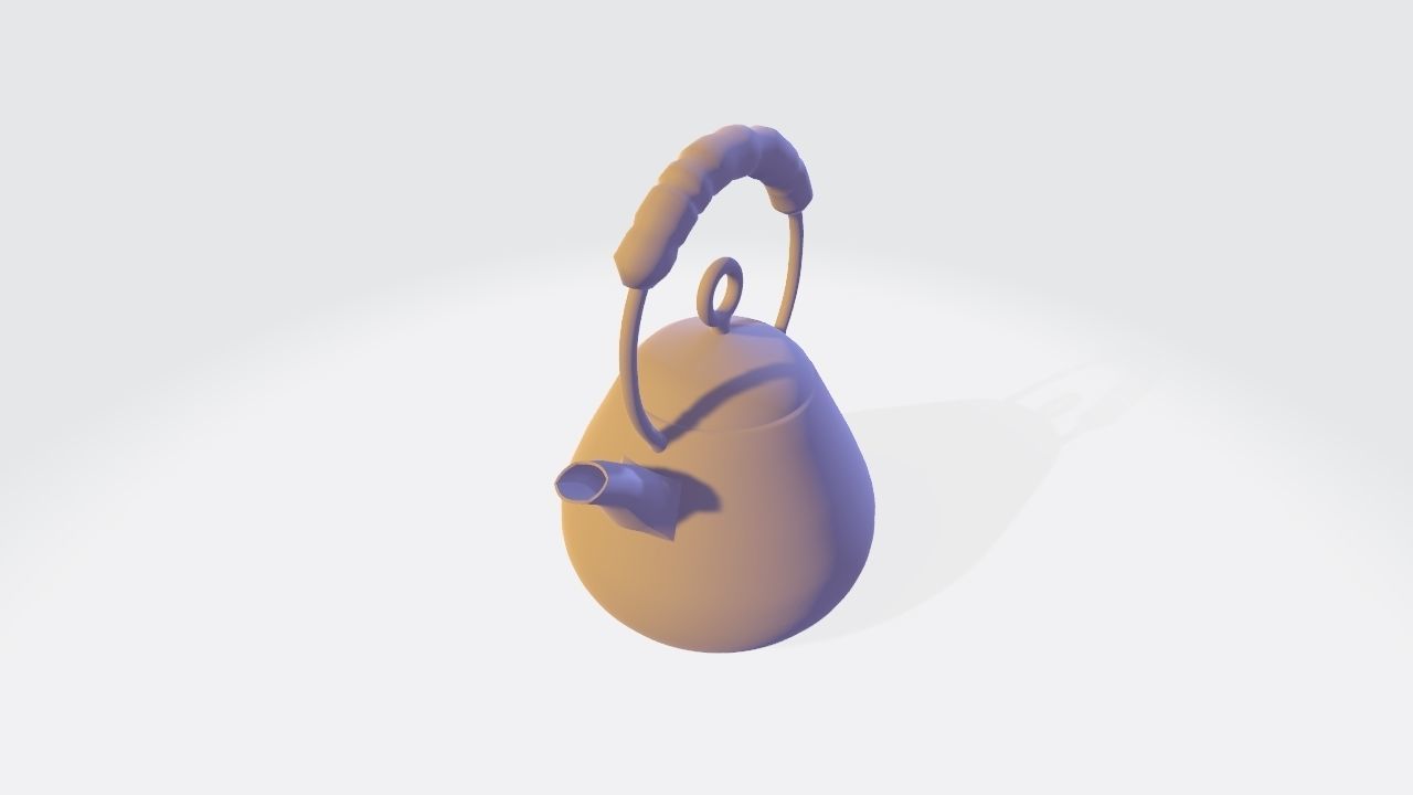 Modern Design Metal Teapot Low-poly 3D model_7