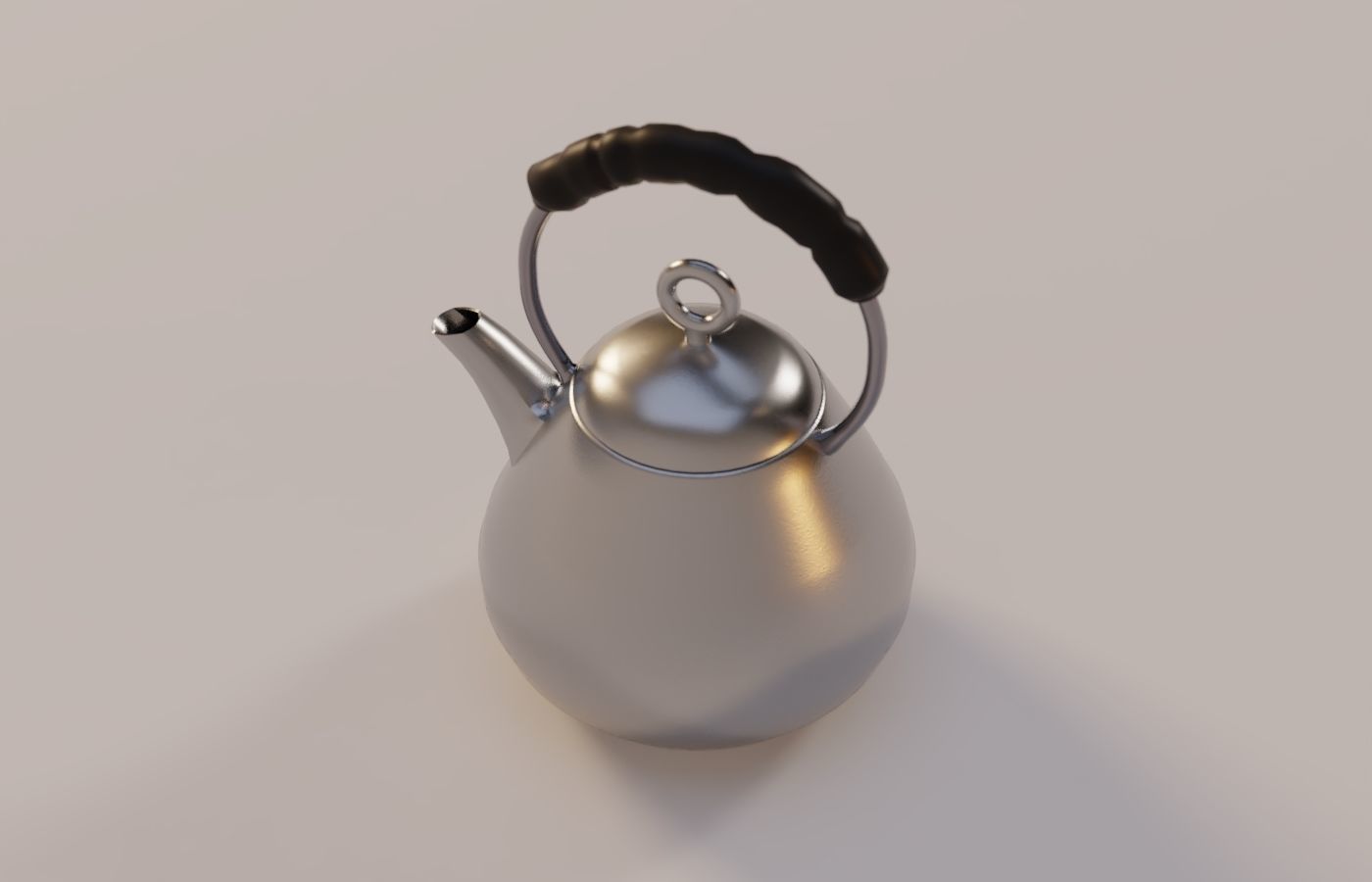 Modern Design Metal Teapot Low-poly 3D model_2