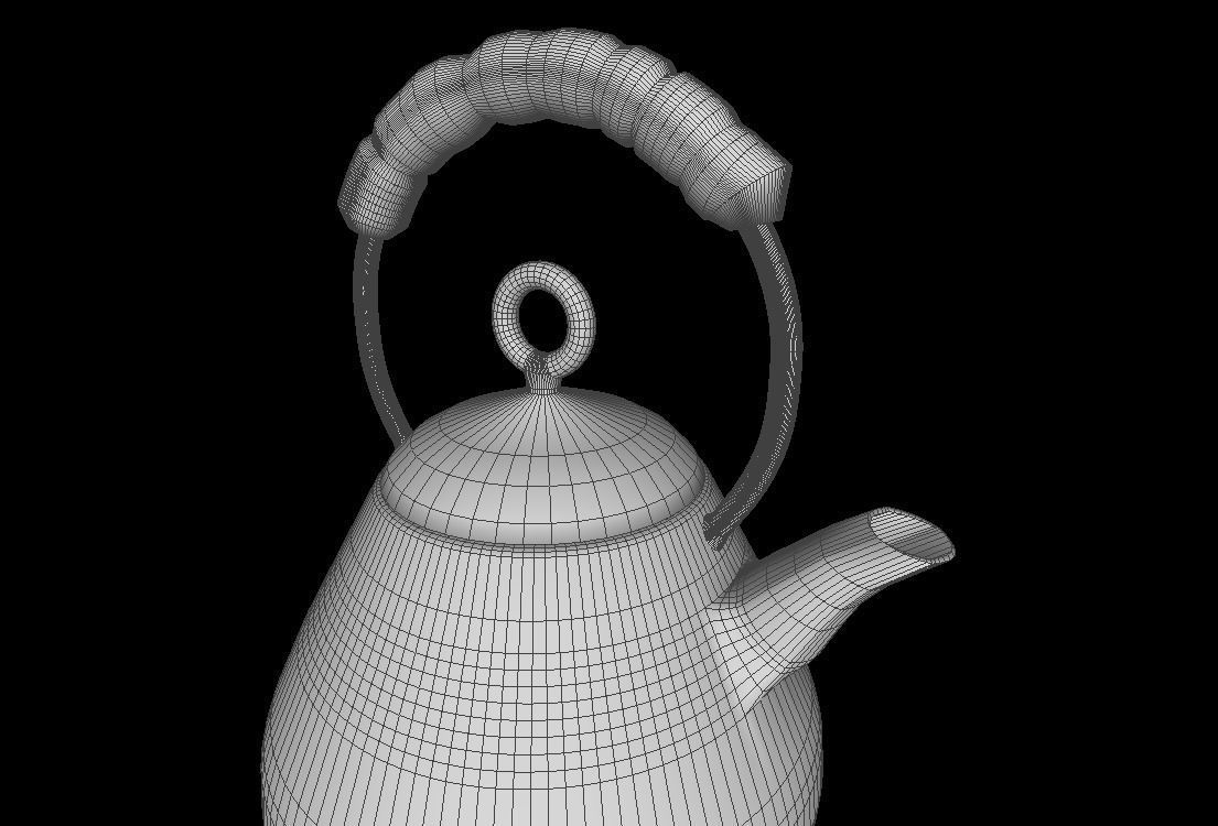 Modern Design Metal Teapot Low-poly 3D model_9