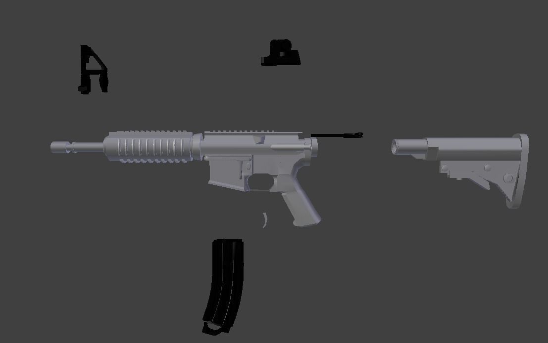 MK18 Assault Rifle LOW POLY Low-poly 3D model_14