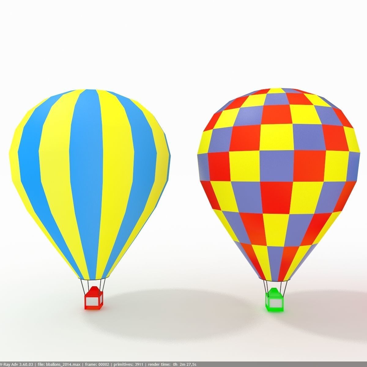 Hot Air Balloons Collection Slylized low-poly Low-poly 3D model_1