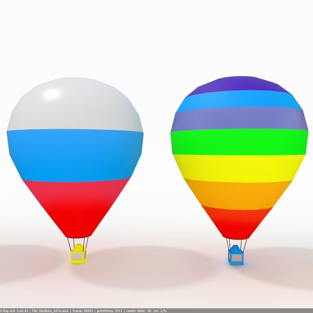 Hot Air Balloons Collection Slylized low-poly Low-poly 3D model_5