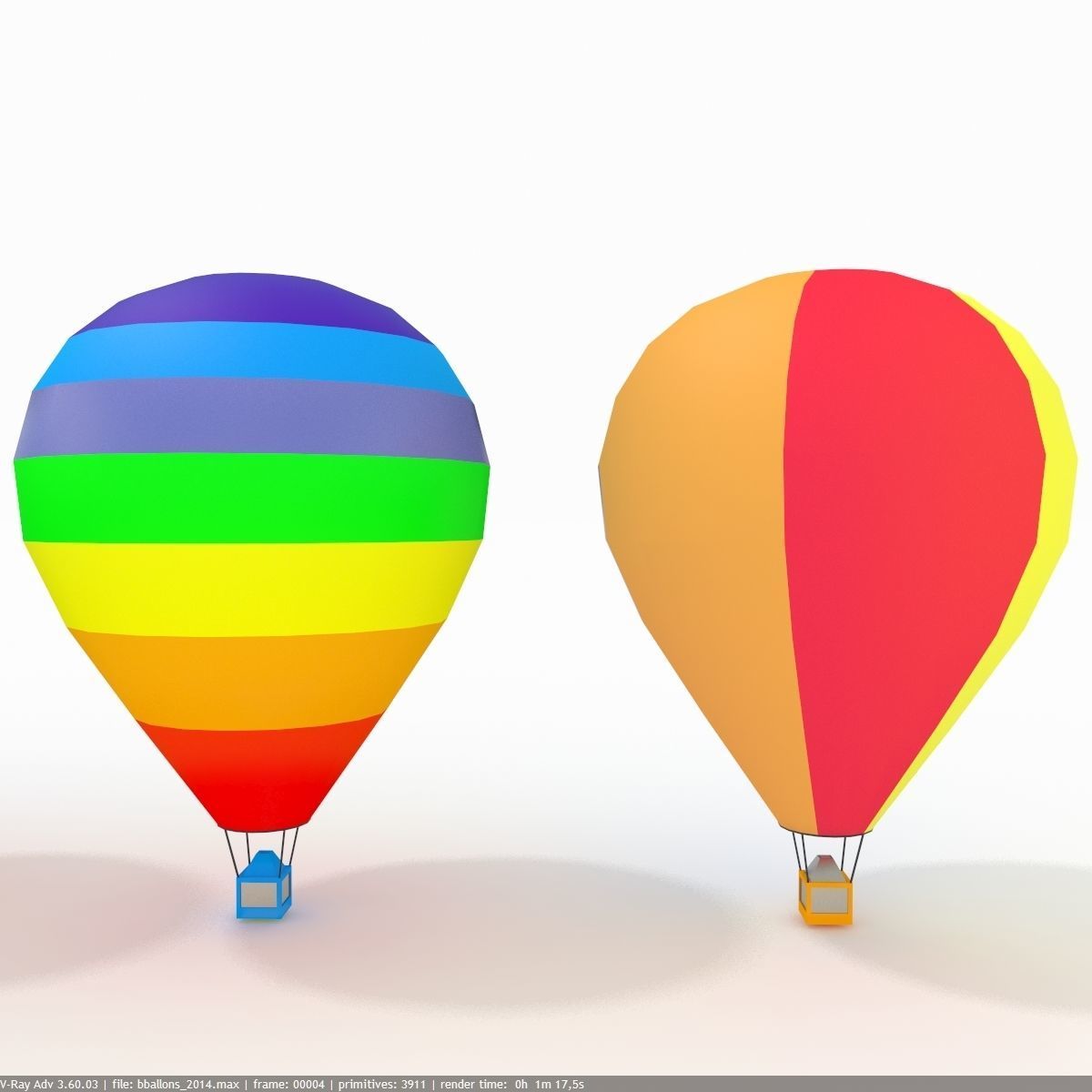 Hot Air Balloons Collection Slylized low-poly Low-poly 3D model_2