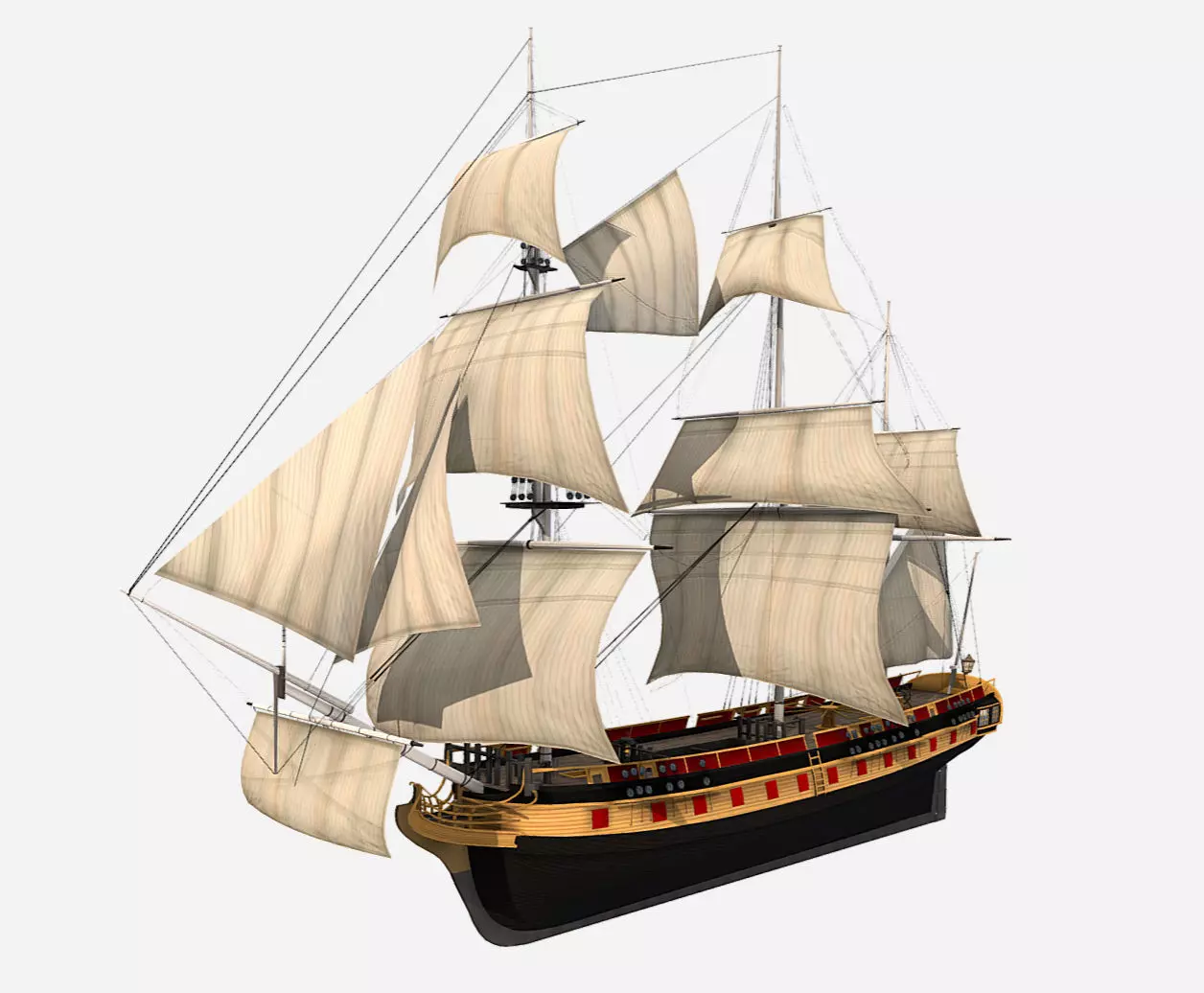 HMS Bounty - Pirate Ship Galleon Low-poly 3D model_0
