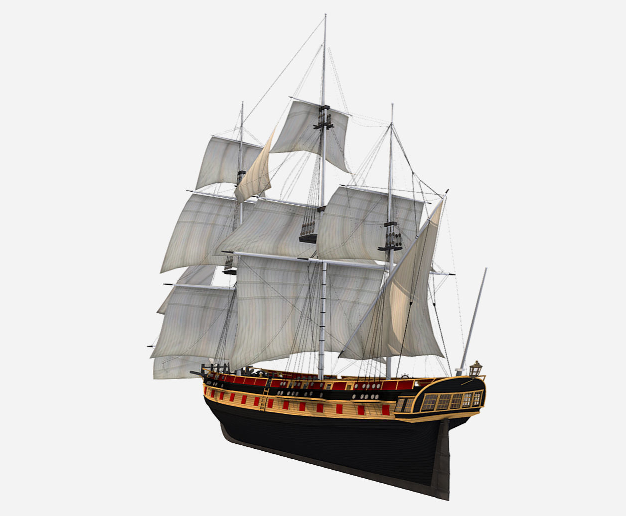HMS Bounty - Pirate Ship Galleon Low-poly 3D model_1