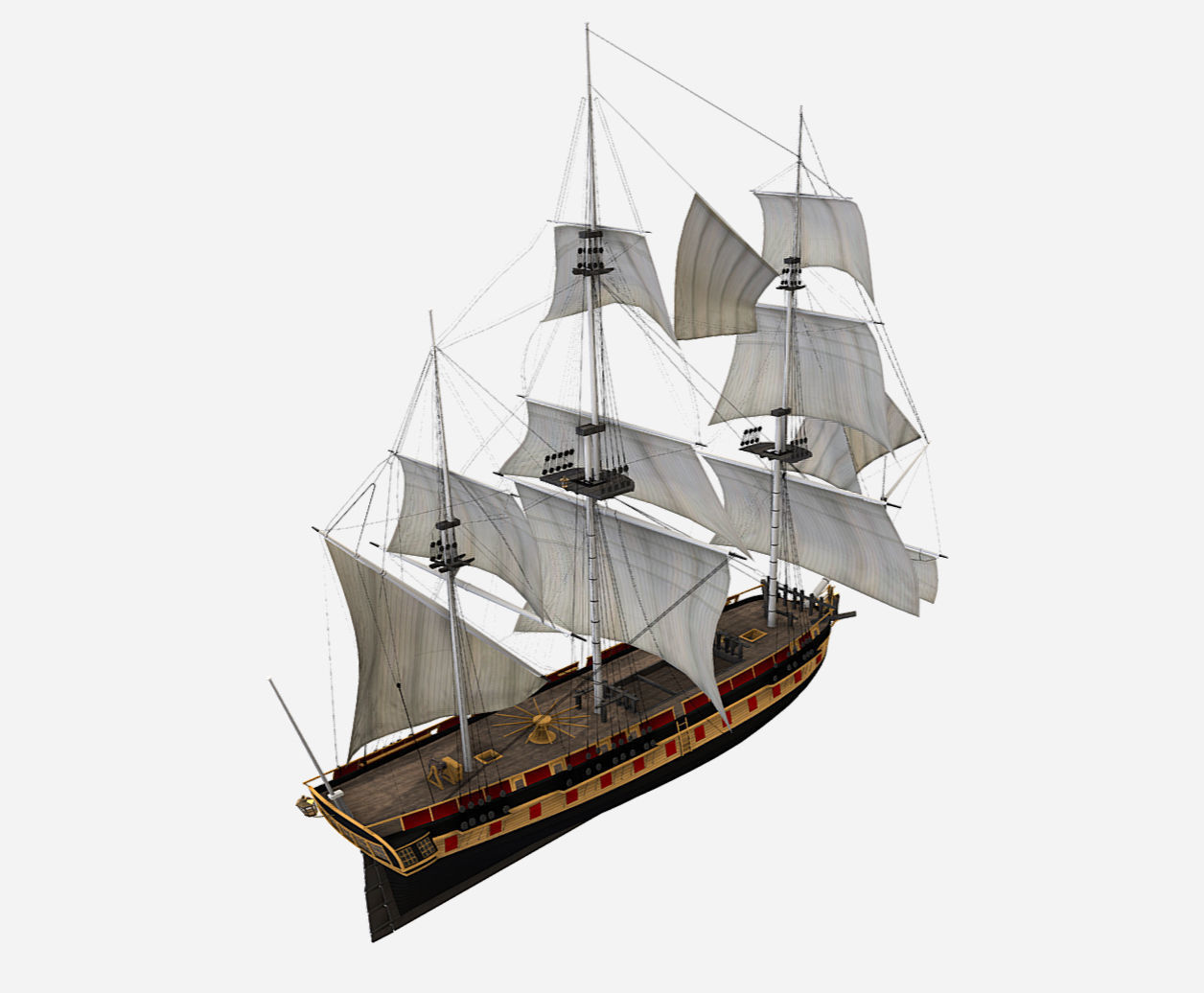HMS Bounty - Pirate Ship Galleon Low-poly 3D model_2