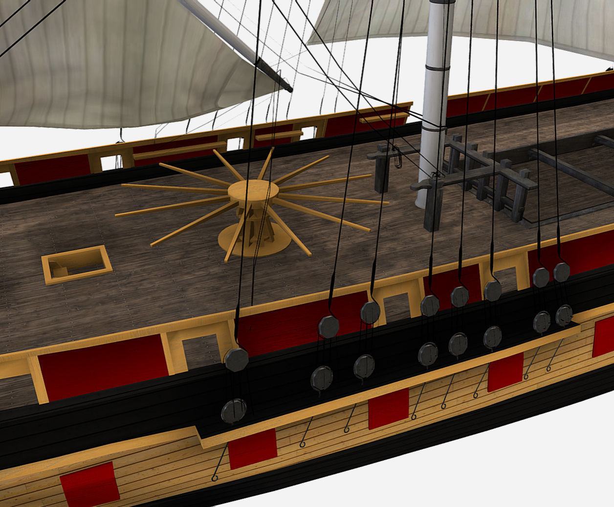 HMS Bounty - Pirate Ship Galleon Low-poly 3D model_4