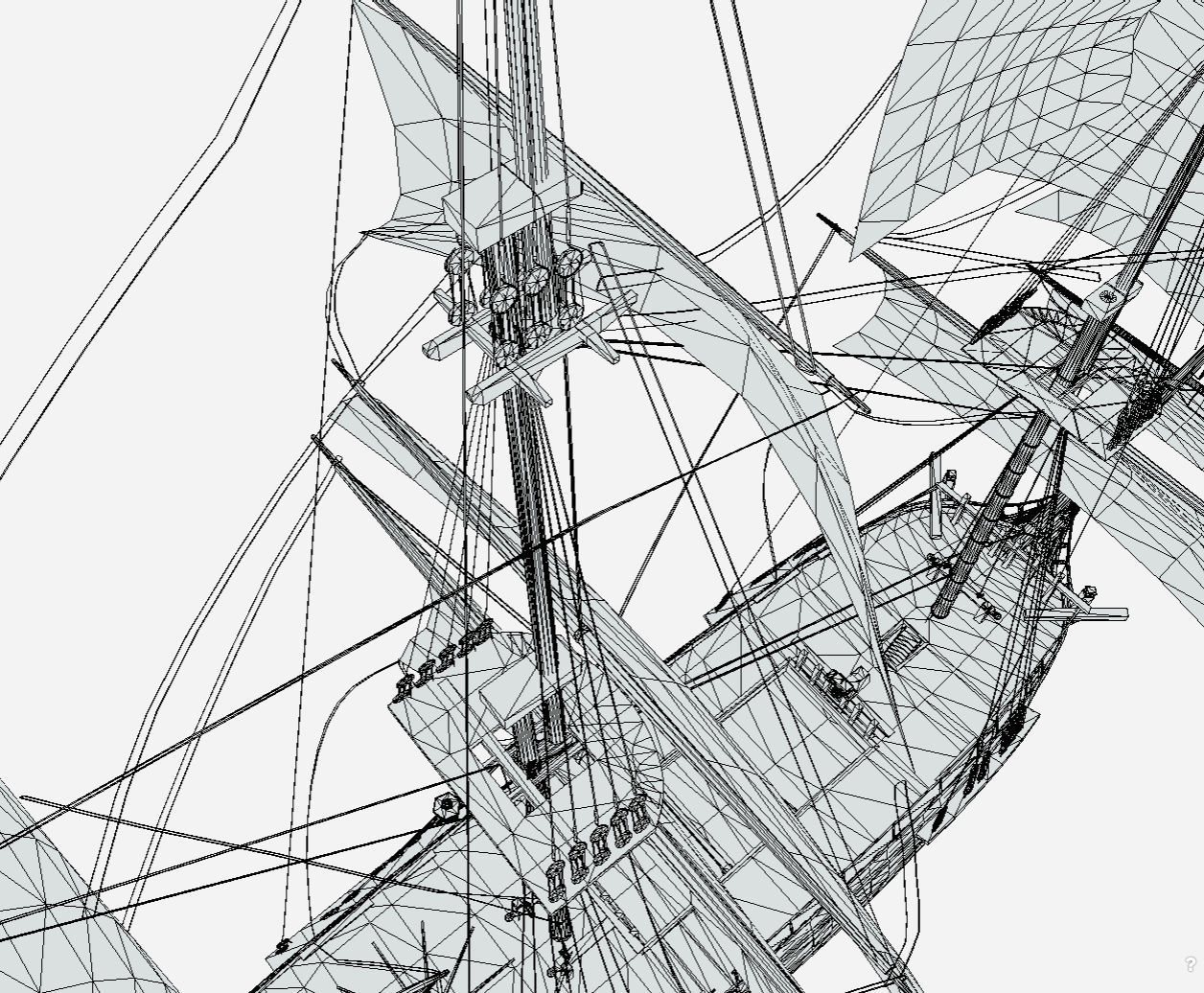 HMS Bounty - Pirate Ship Galleon Low-poly 3D model_7