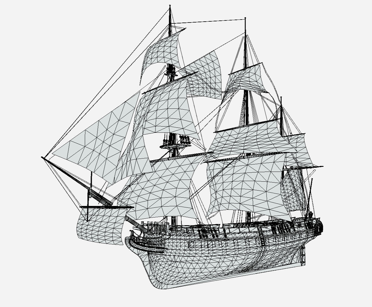 HMS Bounty - Pirate Ship Galleon Low-poly 3D model_5