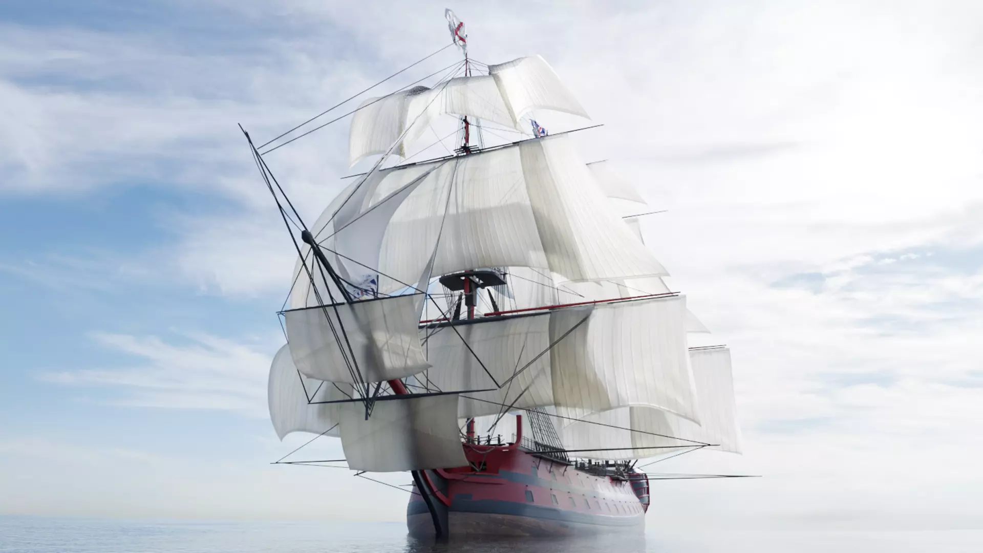 HMS Vanguard - Pirate Ship Galleon Low-poly 3D model_0