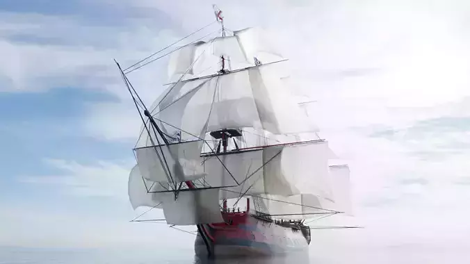 HMS Vanguard - Pirate Ship Galleon Low-poly 3D model