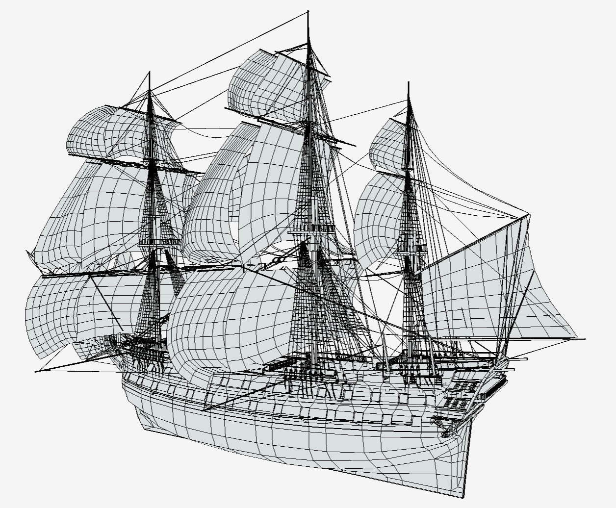 HMS Vanguard - Pirate Ship Galleon Low-poly 3D model_5