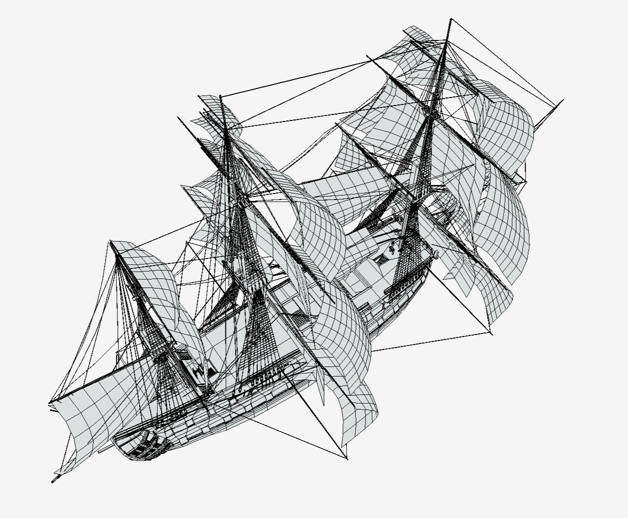 HMS Vanguard - Pirate Ship Galleon Low-poly 3D model_6