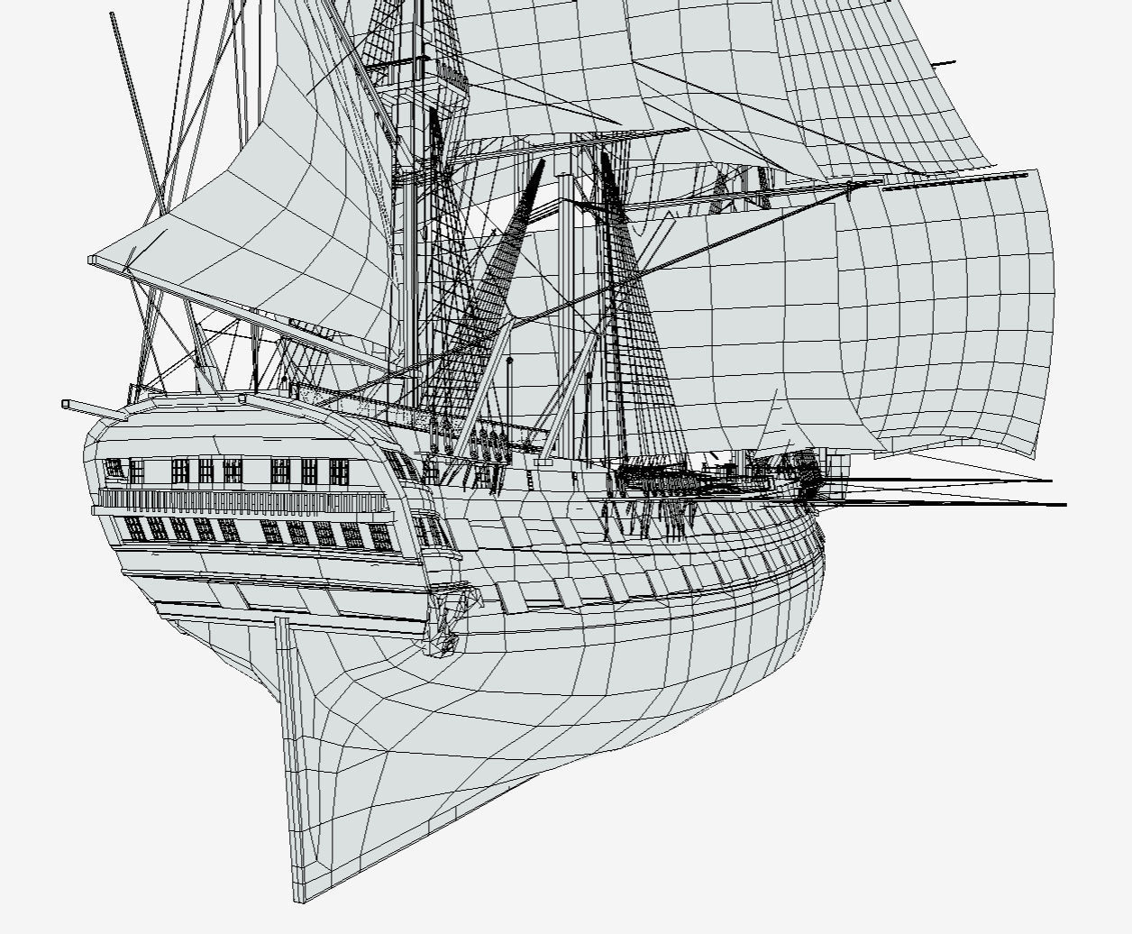 HMS Vanguard - Pirate Ship Galleon Low-poly 3D model_7