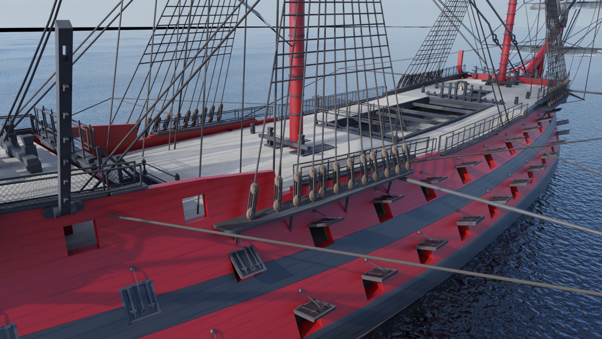 HMS Vanguard - Pirate Ship Galleon Low-poly 3D model_3