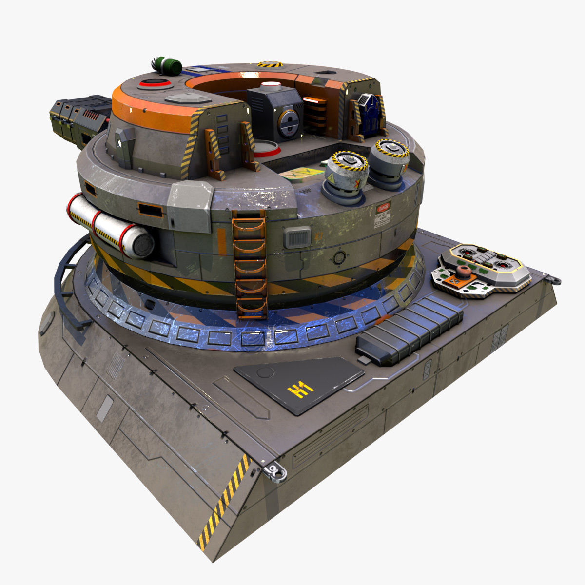 Sci-Fi heavy plasma turret Low-poly 3D model_3