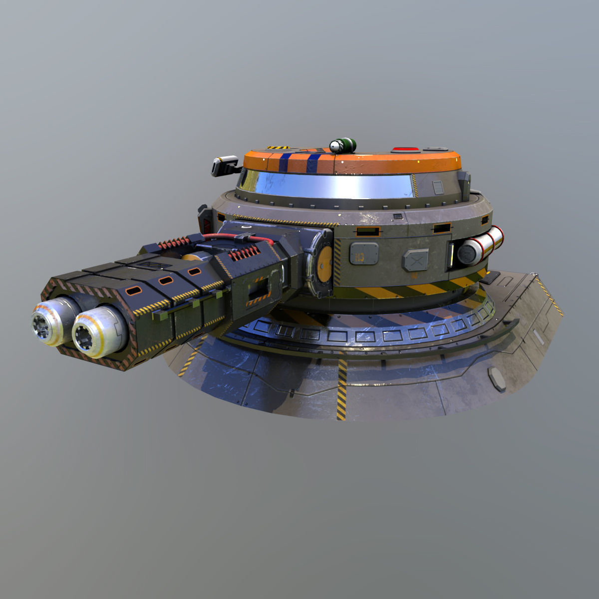 Sci-Fi heavy plasma turret Low-poly 3D model_2