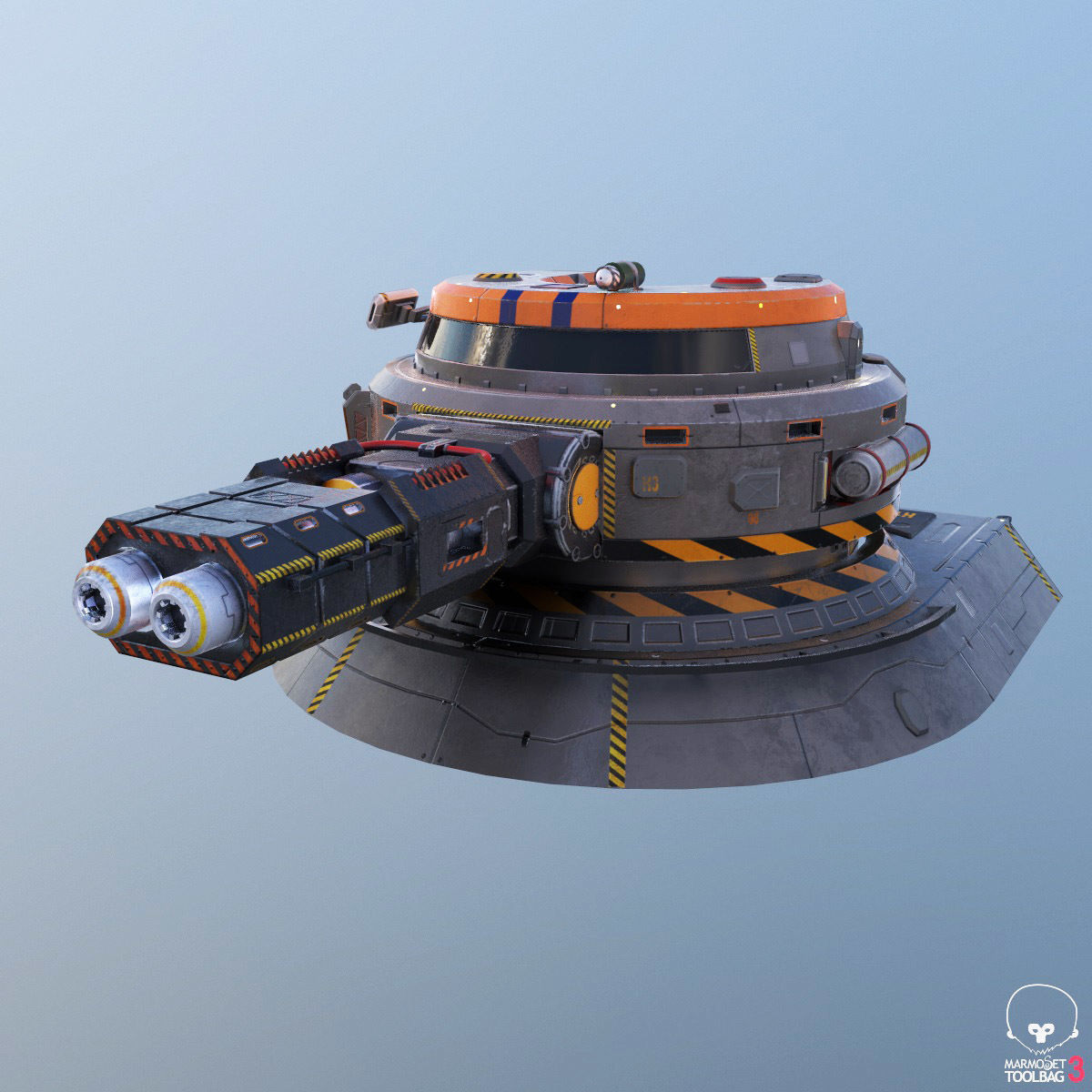 Sci-Fi heavy plasma turret Low-poly 3D model_16