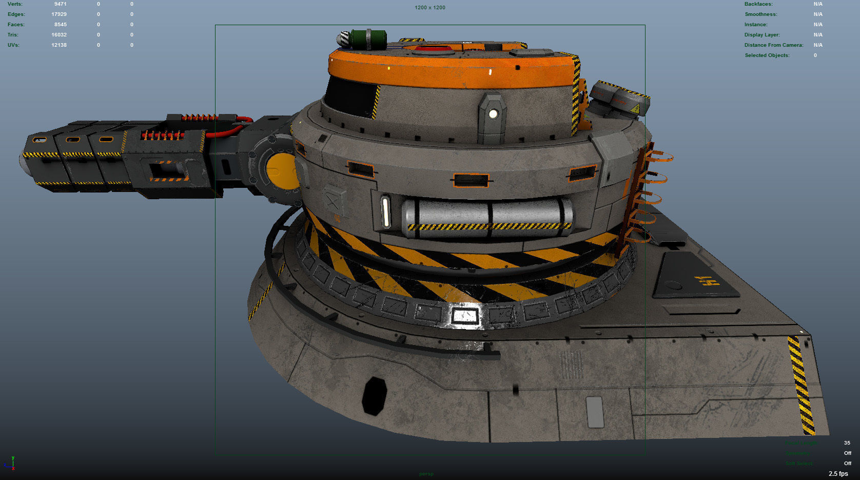 Sci-Fi heavy plasma turret Low-poly 3D model_12
