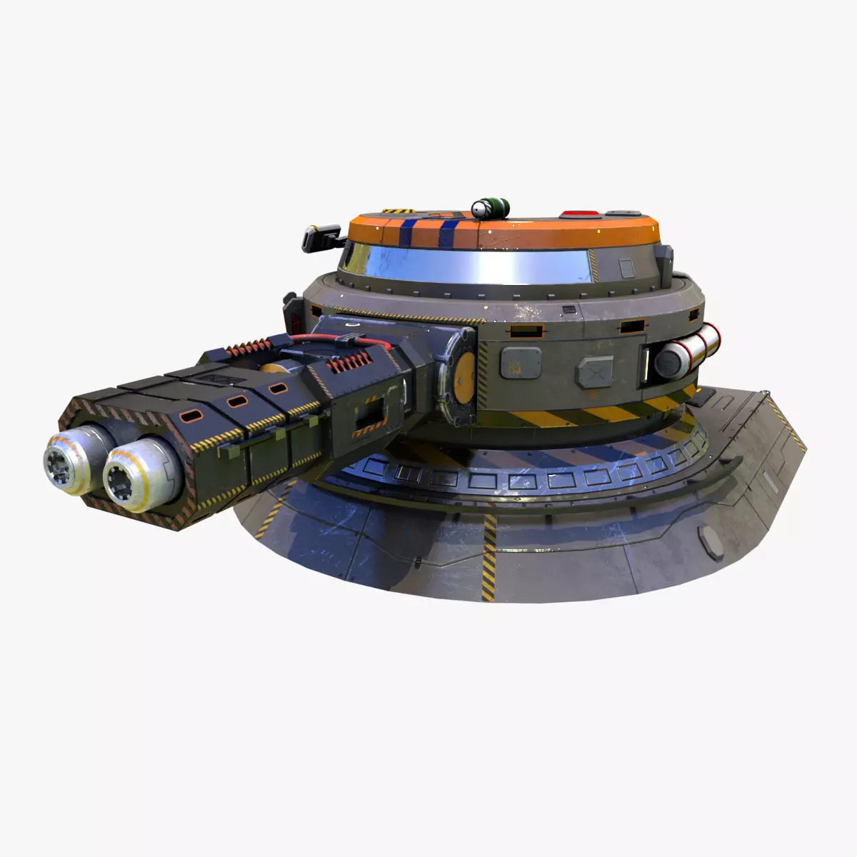Sci-Fi heavy plasma turret Low-poly 3D model_0