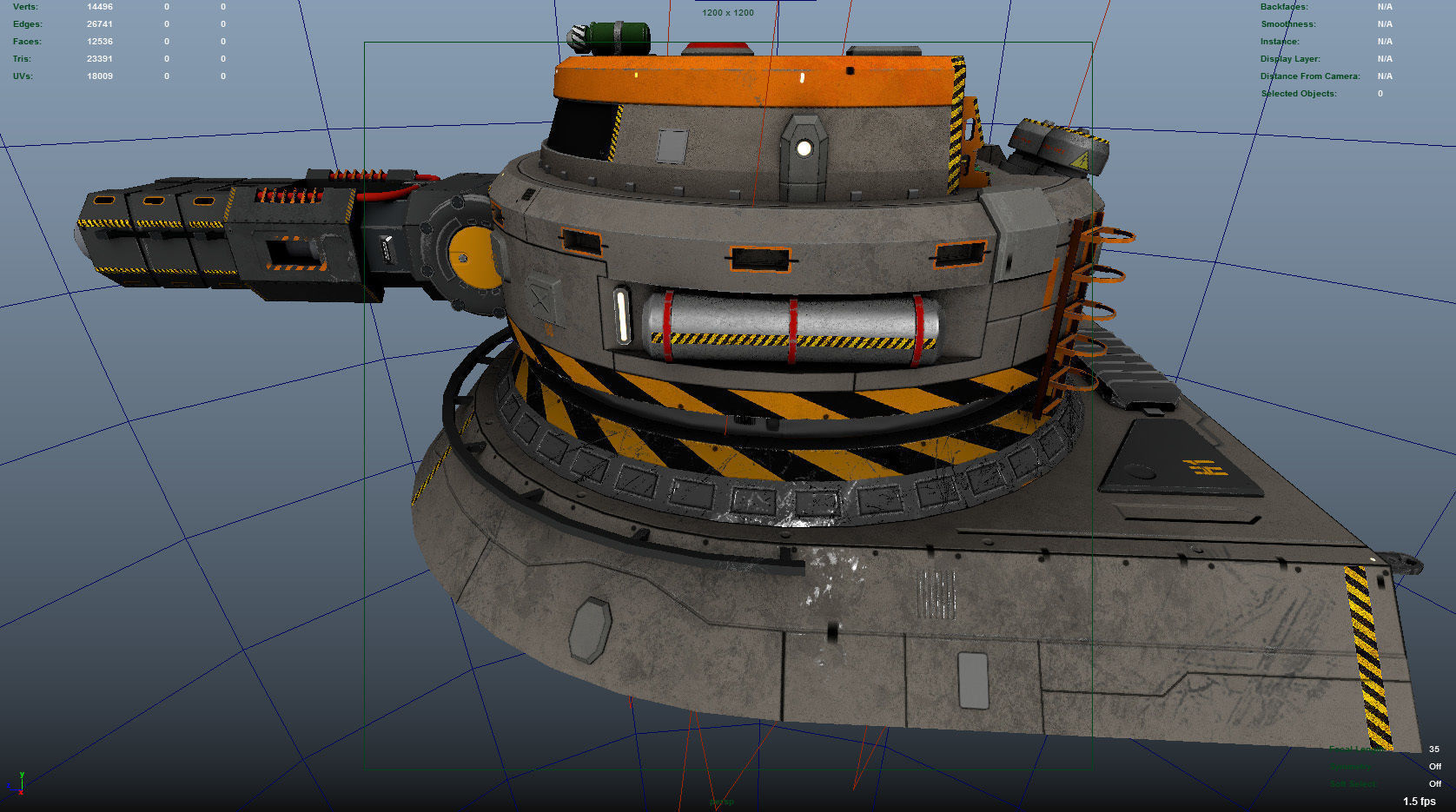 Sci-Fi heavy plasma turret Low-poly 3D model_13