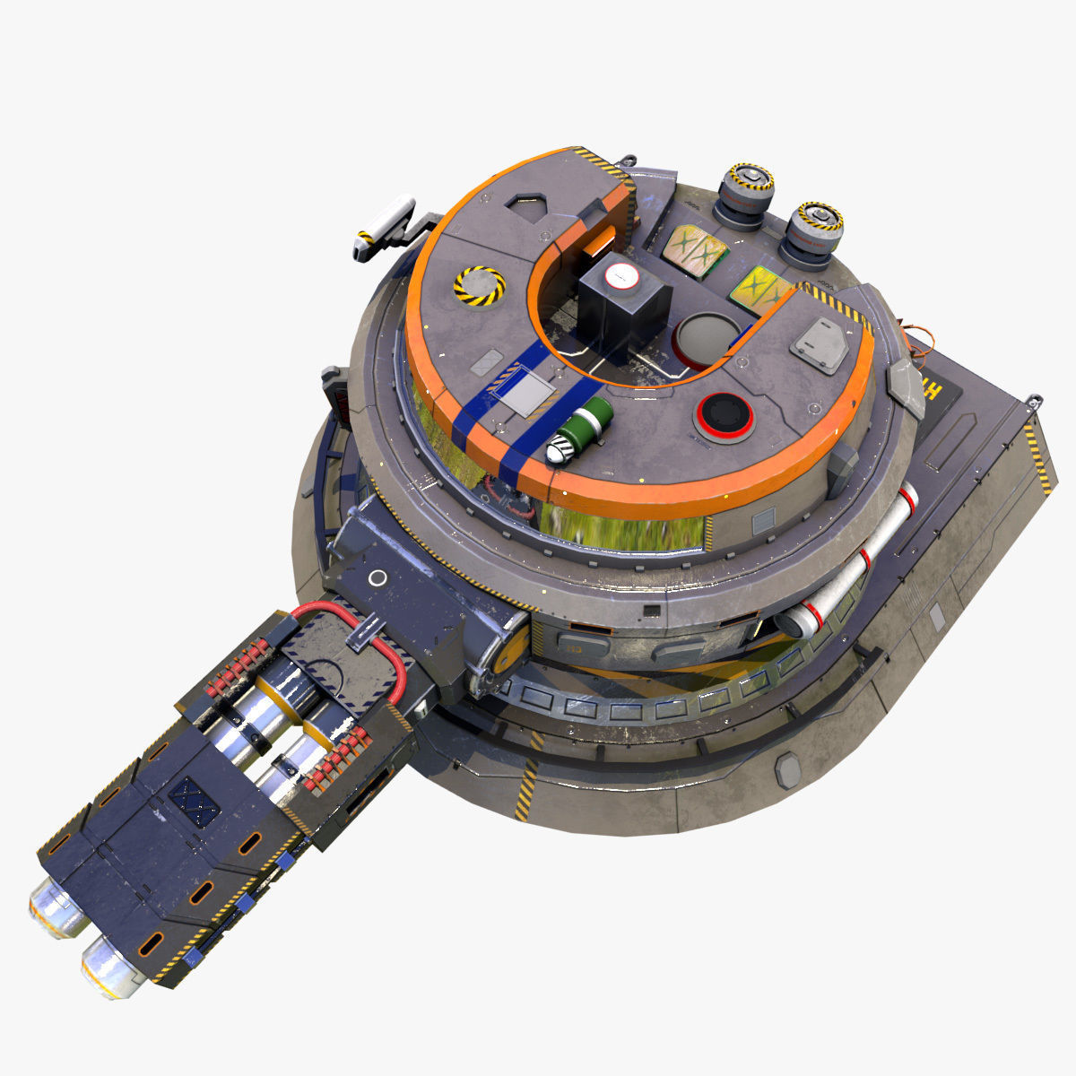 Sci-Fi heavy plasma turret Low-poly 3D model_6