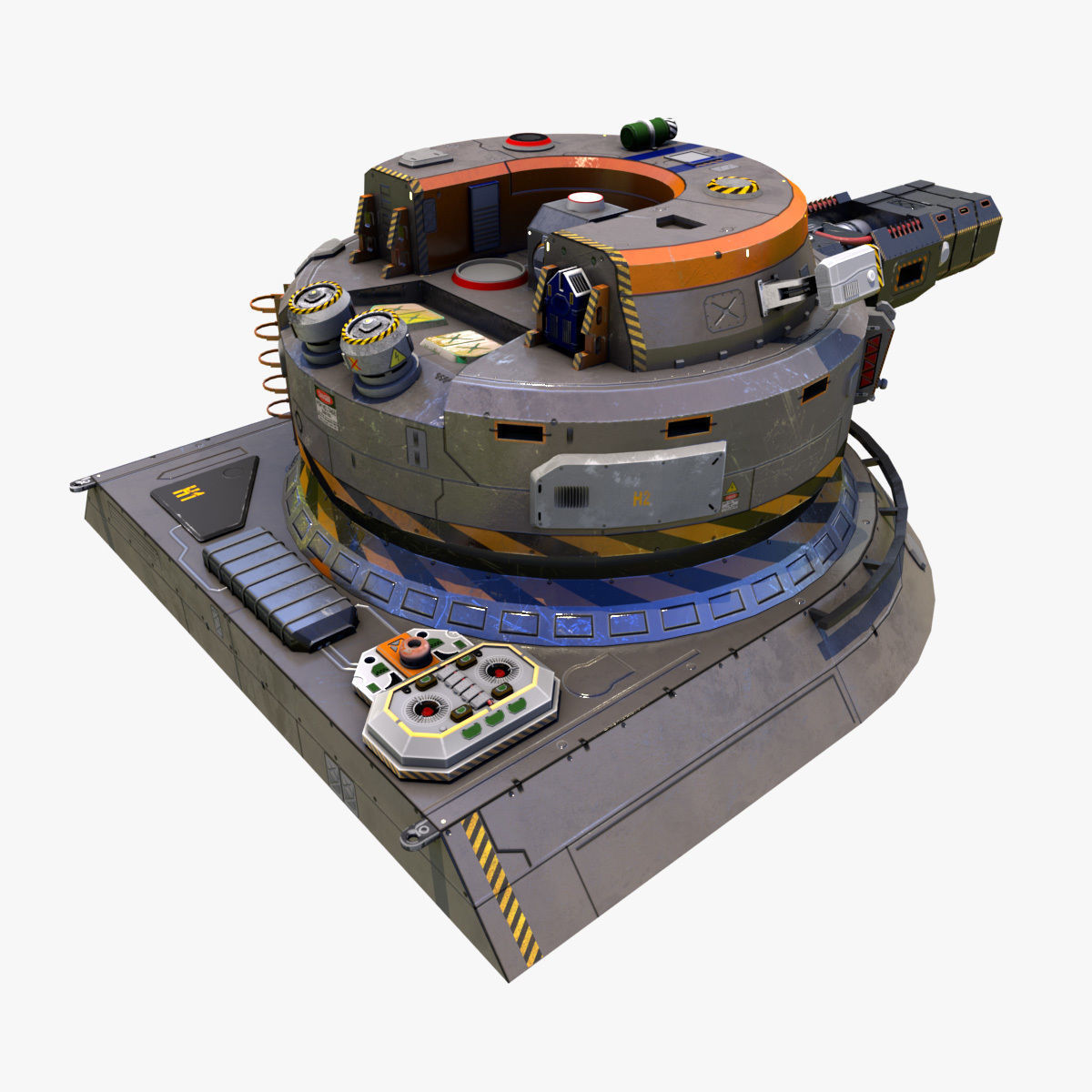 Sci-Fi heavy plasma turret Low-poly 3D model_5
