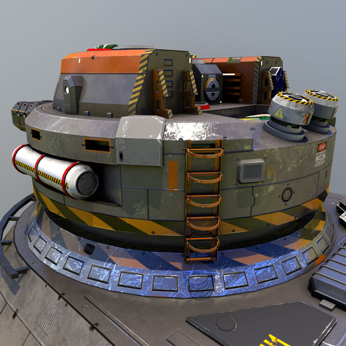 Sci-Fi heavy plasma turret Low-poly 3D model_8