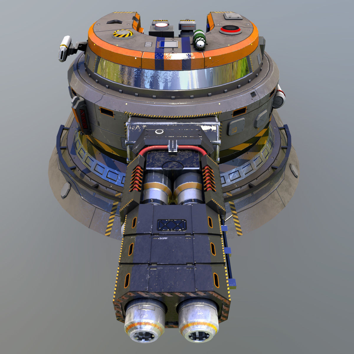 Sci-Fi heavy plasma turret Low-poly 3D model_7