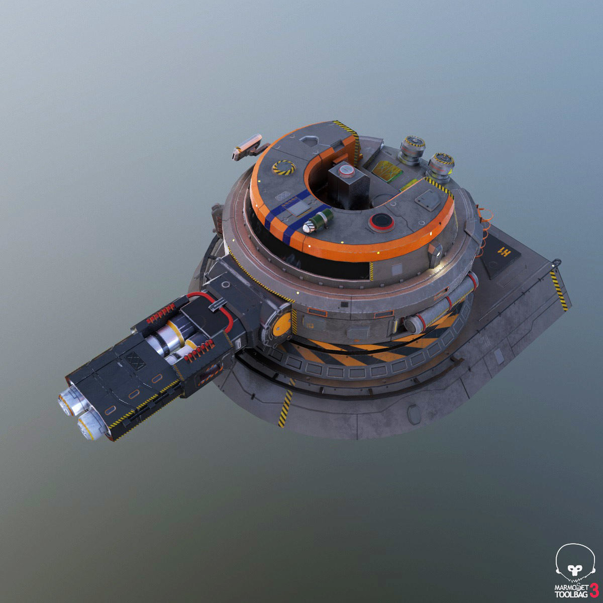 Sci-Fi heavy plasma turret Low-poly 3D model_17