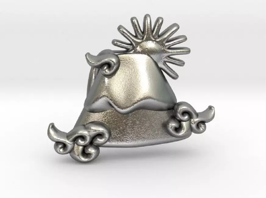 Mt-Fuji silver bell with sun 3D print model_0