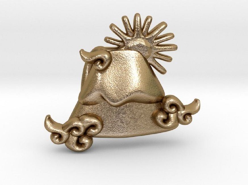 Mt-Fuji silver bell with sun 3D print model_1