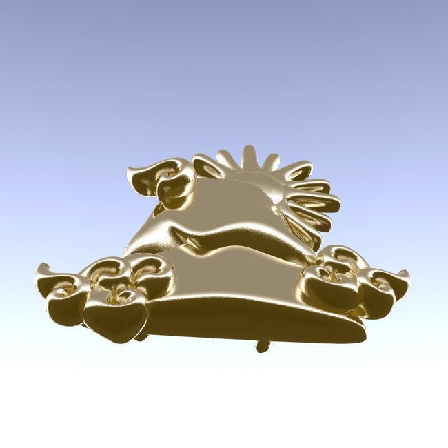 Mt-Fuji silver bell with sun 3D print model_3