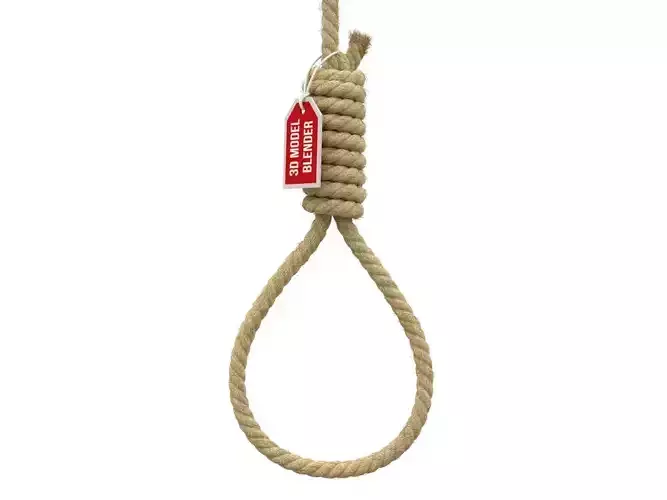 Noose rope with tag hanging from it 3D model