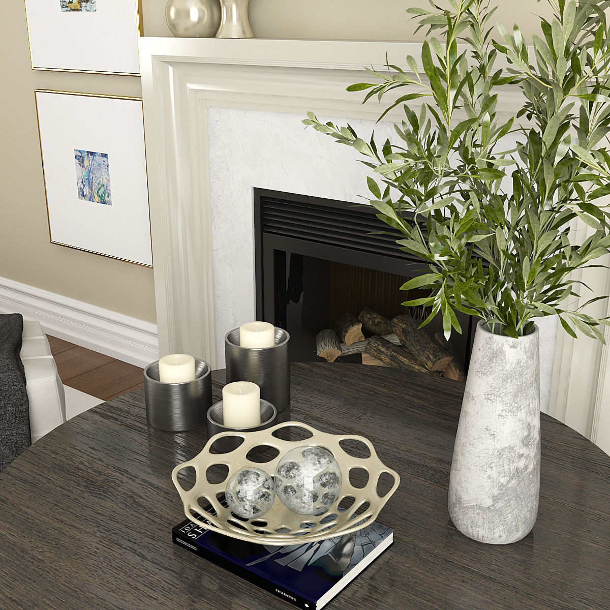 Fireplace and Decor 2 3D model_4