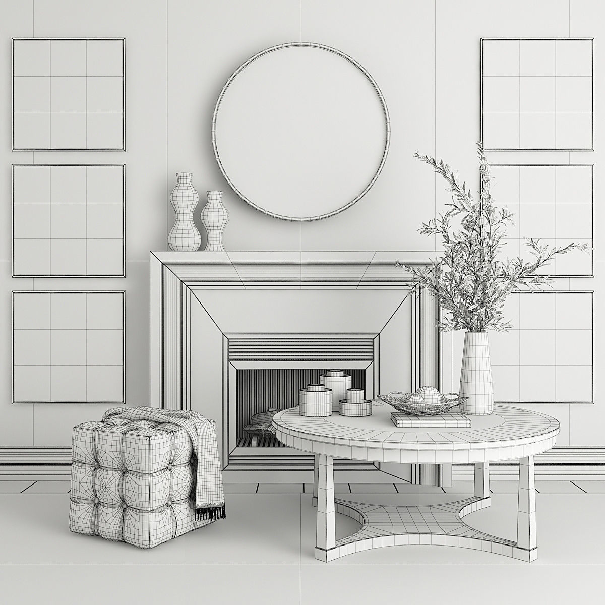 Fireplace and Decor 2 3D model_5