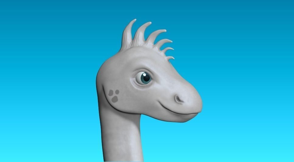 cartoon grey dino Low-poly 3D model_4