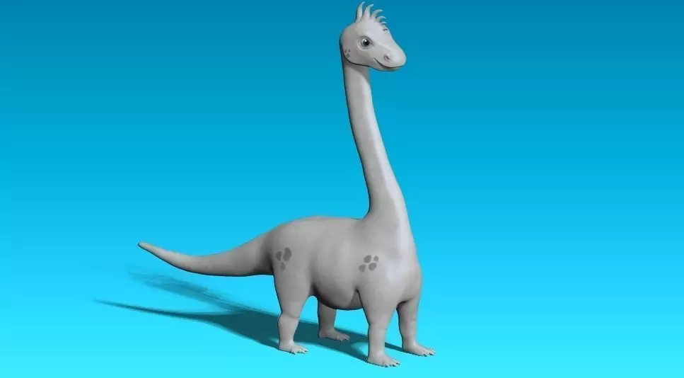 cartoon grey dino Low-poly 3D model_0