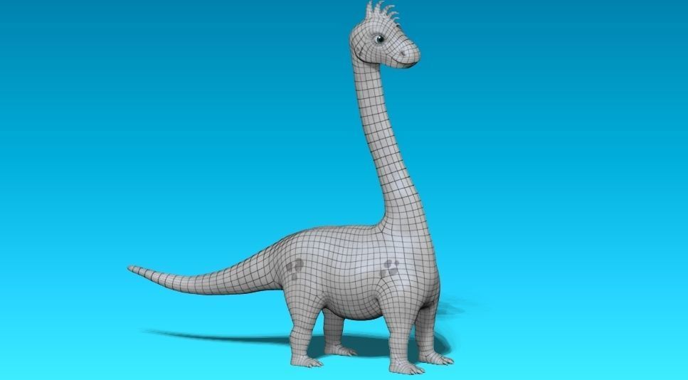 cartoon grey dino Low-poly 3D model_6