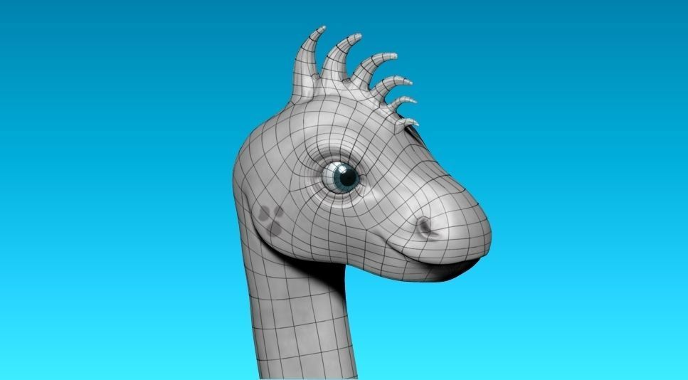 cartoon grey dino Low-poly 3D model_7