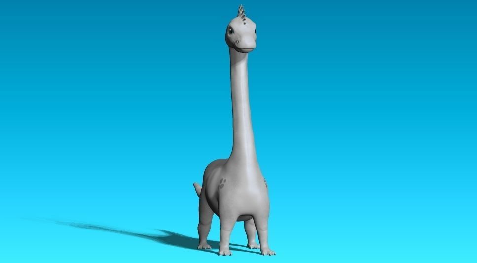 cartoon grey dino Low-poly 3D model_3