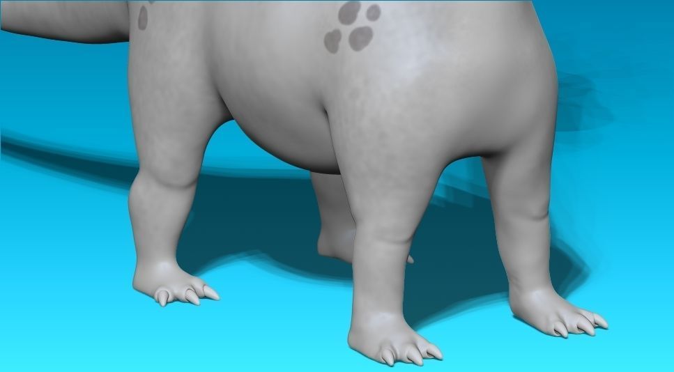 cartoon grey dino Low-poly 3D model_5