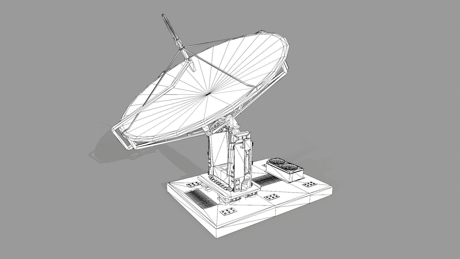 satalite old satellite dish Low-poly 3D model_14