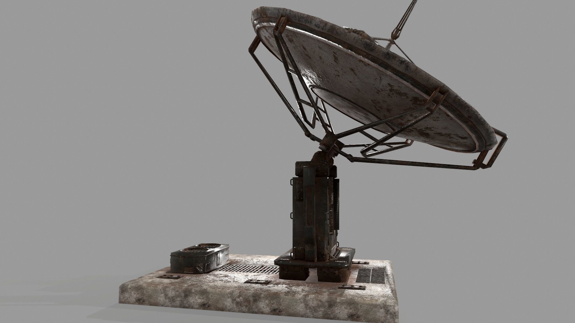 satalite old satellite dish Low-poly 3D model_6
