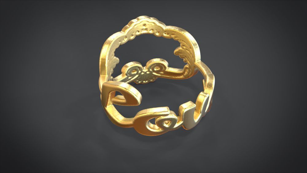 Love ring Low-poly 3D model_10